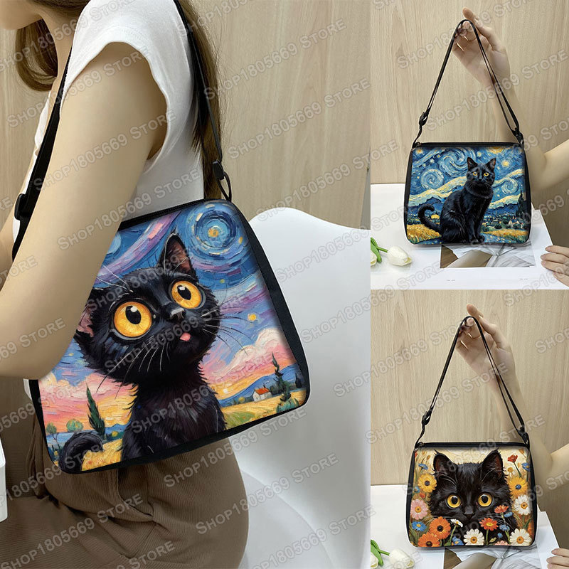 Photography Geometry - Tas bahu kucing hitam Van Gogh